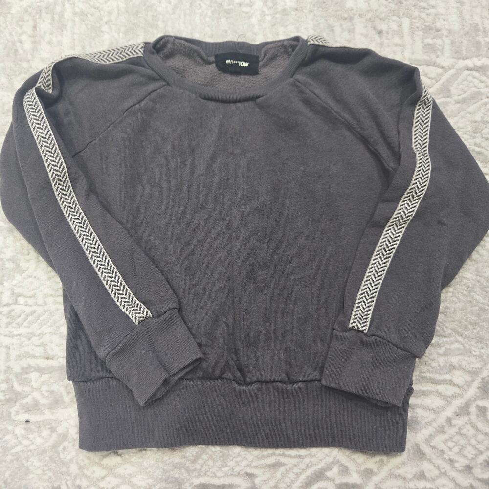 Monrow‎ Sweater Gray Embroidered Detail Cotton 4T Girls Soft Casual